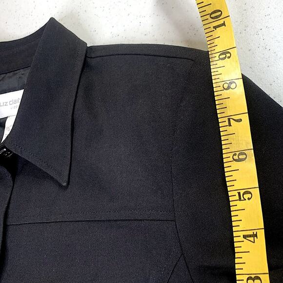 Liz Claiborne Long Sleeve Button Down Shirt Jacket Shacket Size 10 Black - Picture 9 of 12
